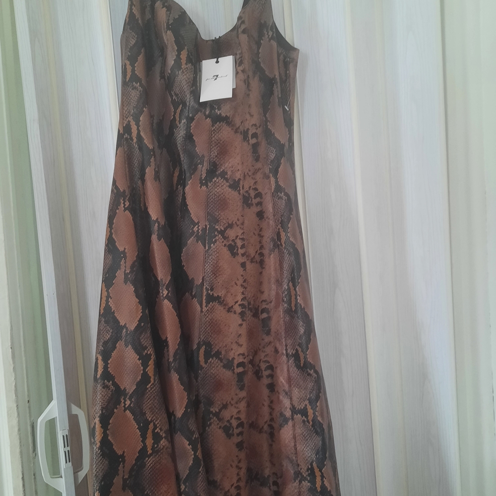 7 For All Mankind Brown and Black Midi Dress